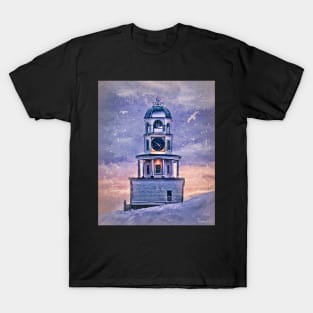 Snowy Winter's Day For Town Clock T-Shirt